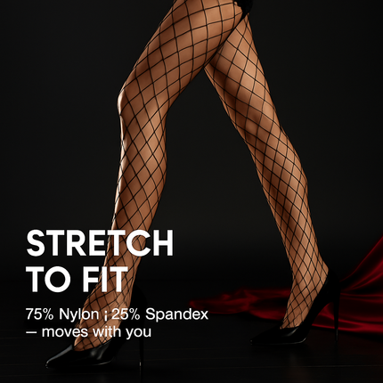 Women Fishnet Tights Sexy High Waist Fishnet Pantyhose Stretchy Mesh Hollow Out Tights Stockings w/ Small Medium Large Hole Choices