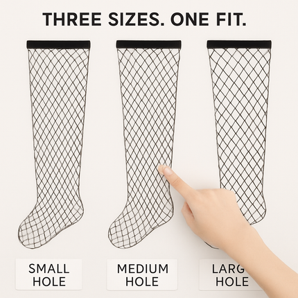 Women Fishnet Tights Sexy High Waist Fishnet Pantyhose Stretchy Mesh Hollow Out Tights Stockings w/ Small Medium Large Hole Choices