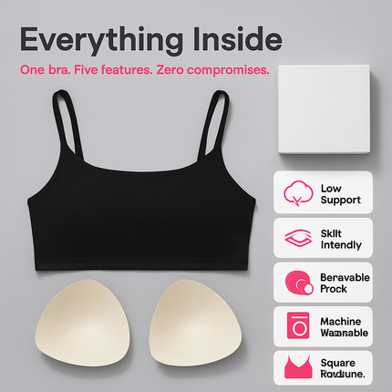 Women Sport Bras with Removable Pads, Low-Impact Square Neck