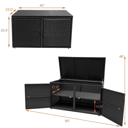 88 Gallon Garden Patio Rattan Storage Container Box