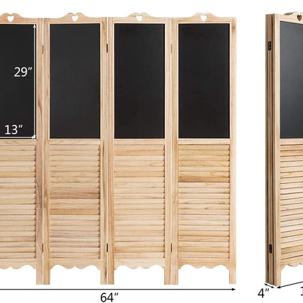4-Panel Folding Privacy Room Divider Screen with Chalkboard