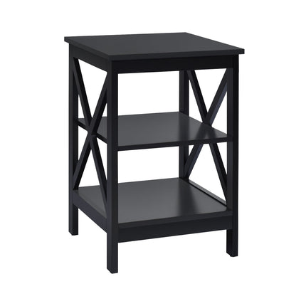 3-Tier X-Design Nightstands with Storage Shelves for Living Room Bedroom