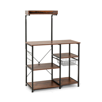 4 Tier Vintage Kitchen Baker's Rack Utility Microwave Stand-Coffee