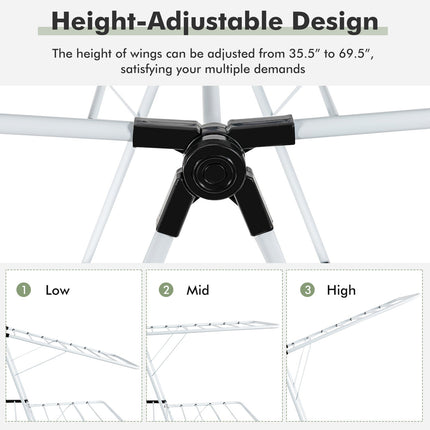 2-Tier Foldable Clothes Drying Rack with Adjustable Gullwing