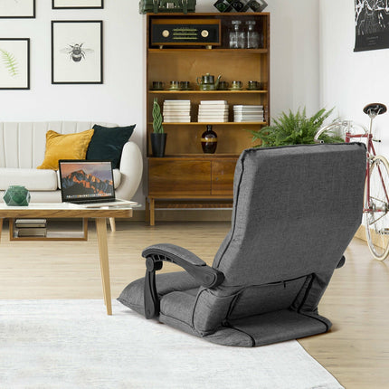 14-Position Adjusting Lazy Sofa Chair with Waist Pillow and Armrests