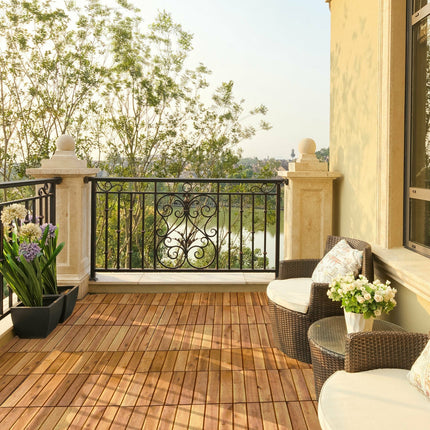 27 Pieces Acacia Wood Interlocking Patio Deck Tile