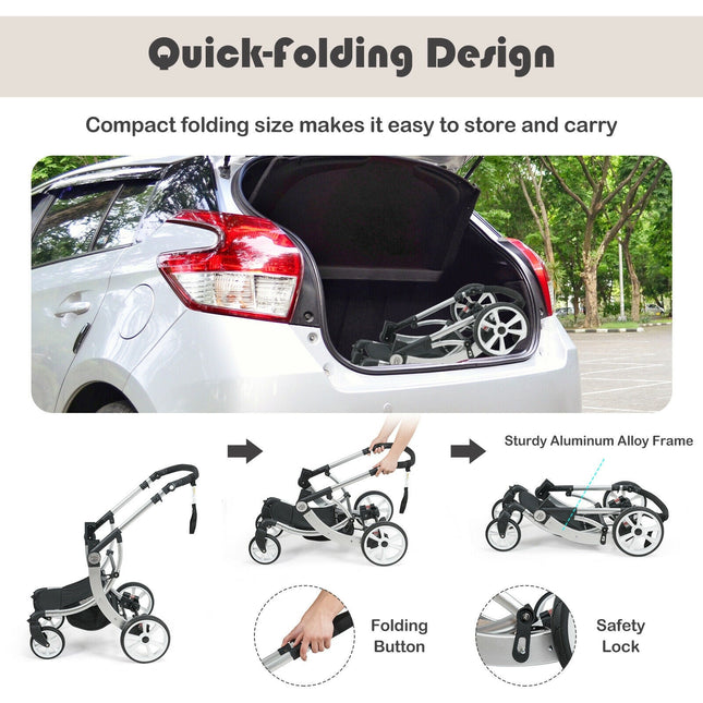 Folding Aluminum Infant Reversible Stroller with Diaper Bag