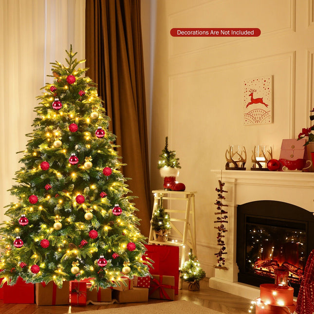 Pre-Lit Snowy Christmas Hinged Tree with Multi-Color Lights