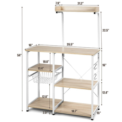 4 Tier Vintage Kitchen Baker's Rack Utility Microwave Stand-Coffee