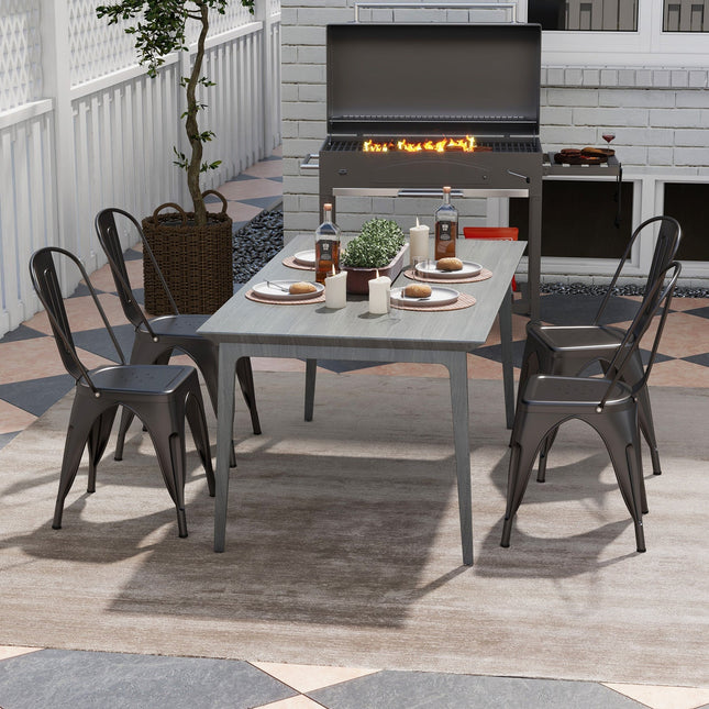Metal Dining Chairs Set of 4 with Removable Backrest for Dining Room Restaurant Living Room