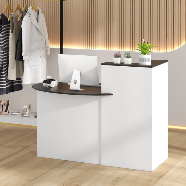 Modern Reception Desk Front Counter Desk with Oval Tabletop