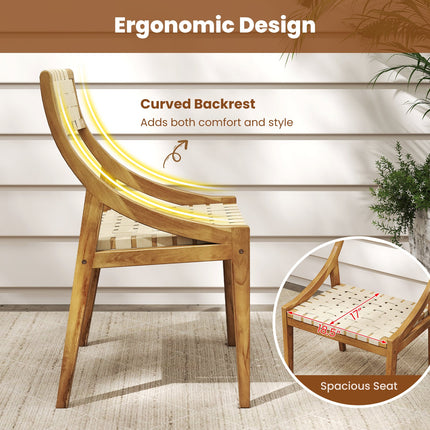 Teak Wood Outdoor Dining Chair with Webbing Seat