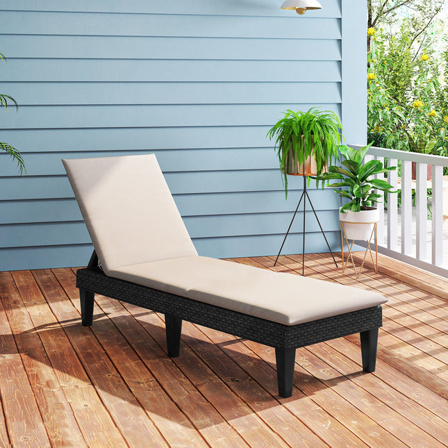 Patio Lounge Chair 3-Position Adjustable Backrest and Cushion