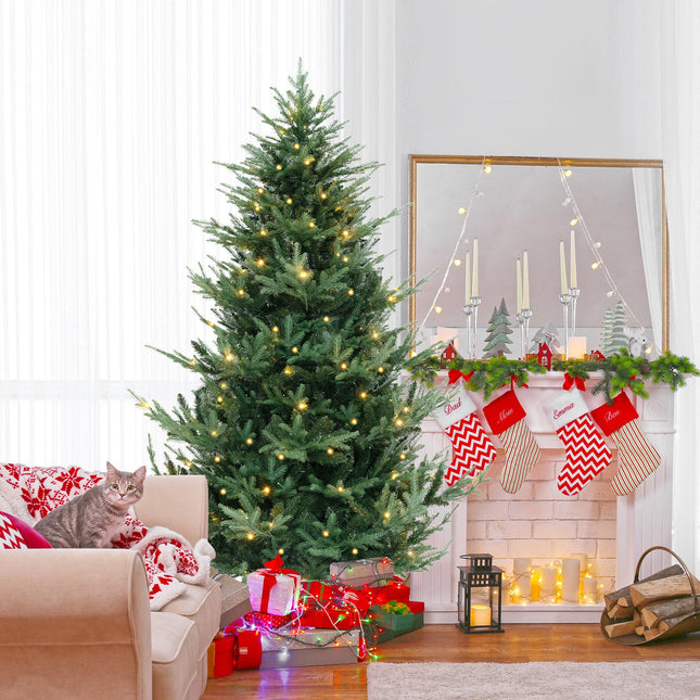 6 FT Pre-Lit Artificial Hinged Xmas Tree with 778 PVC and PE Branch Tips