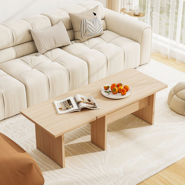 Modular Coffee Table Set of 2 L Shaped Center Tables for Small Space