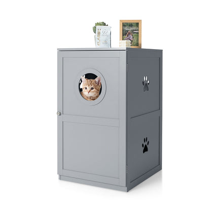 2-tier Litter Hidden Cat House With Anti-toppling Device