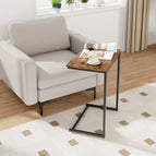 Shaped Industrial End Table With Metal Frame