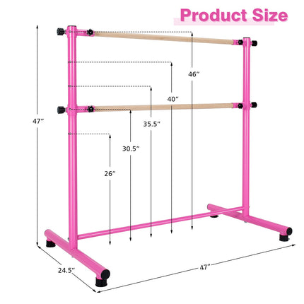 47 Inch Double Ballet Barre with Anti-Slip Footpads