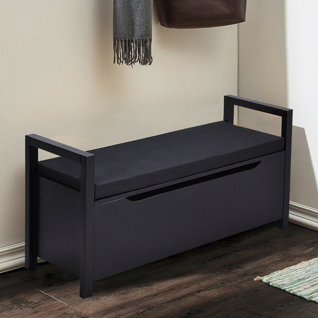 34.5 ×15.5 ×19.5 Inch Shoe Storage Bench with Cushion Seat for Entryway