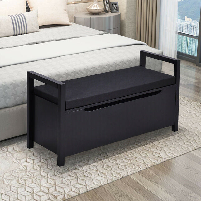 34.5 ×15.5 ×19.5 Inch Shoe Storage Bench with Cushion Seat for Entryway
