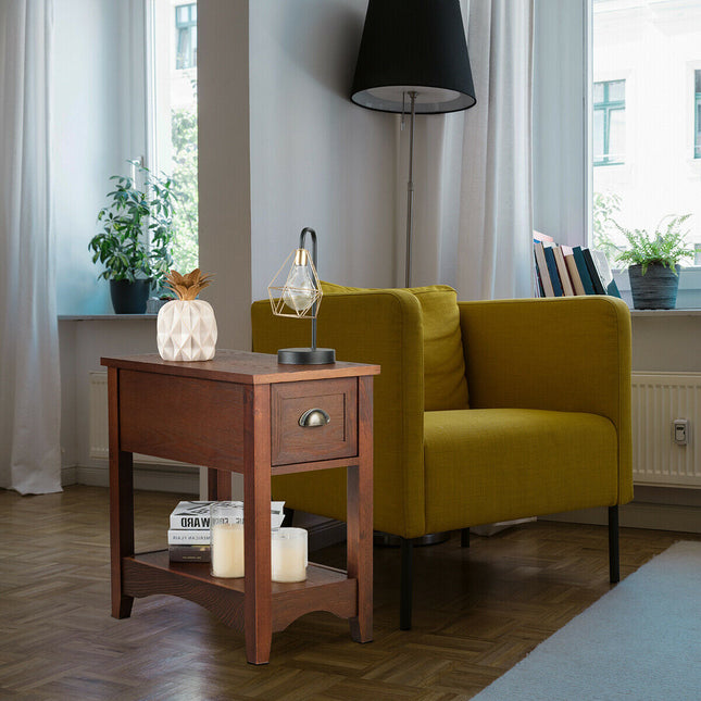 Contemporary Chair Side End Table Compact Table with Drawer Nightstand
