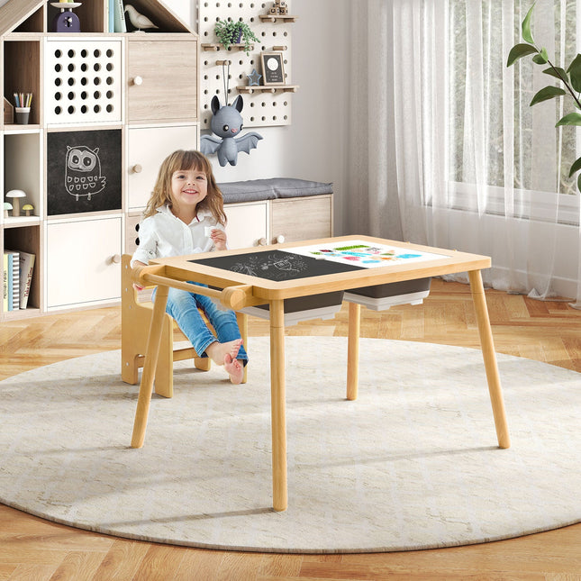 Sensory Table and Chair Set for Kids 2-8 with Foldable Bins