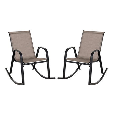 Set of 2 Metal Patio Rocking Chair with Breathable Seat Fabric