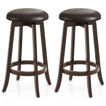 Set of 2 24/29 Inch Upholstered PU Leather Bar Stool with 360° Swivel Round Seat
