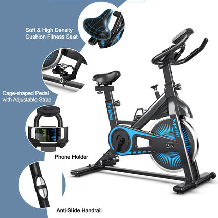 Indoor Silent Belt Drive Adjustable Resistance Cycling Stationary Bike