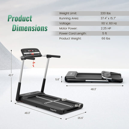 Foldable Treadmill with APP Control and LED Display 2.25 HP