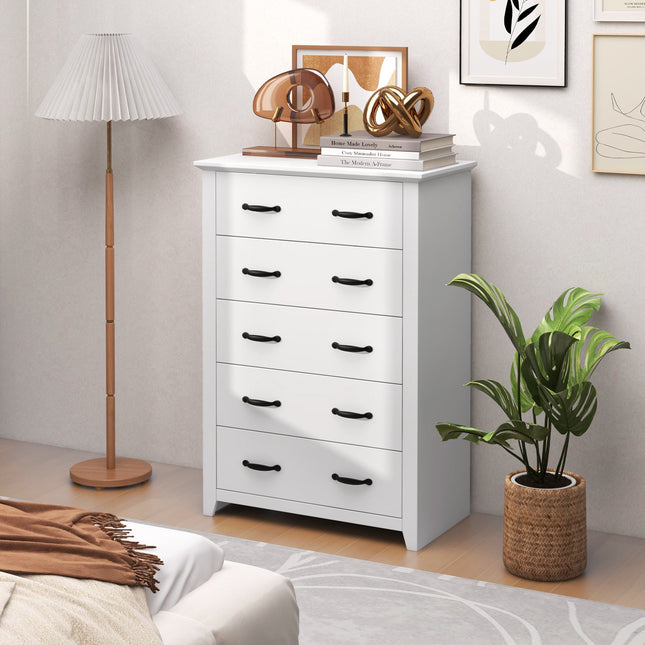 Tall Storage Dresser with 5 Pull-out Drawers for Bedroom Living Room