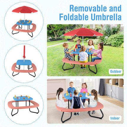Toddler Outdoor Activity Table with Adjustable and Collapsible Umbrella