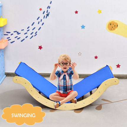 3-in-1 Wooden Arch Climber Set with Ramp and Rocker Mat
