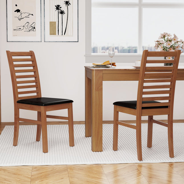 Set of 2 Wooden Dining Chair with Rubber Wood Legs for Living Room