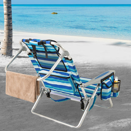 Folding Beach Chair with 4-Position Adjustable Backrest