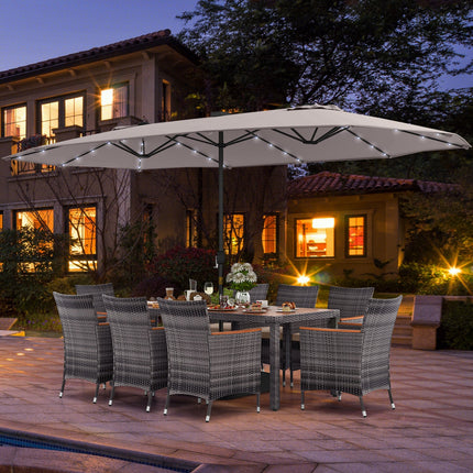 11 Pieces Patio Dining Set with 15 Feet Double-Sided Patio Umbrella Base Included