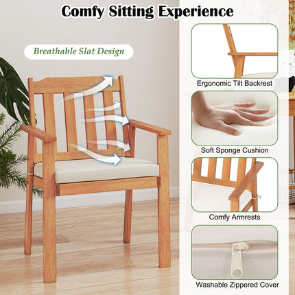 6 Pieces Patio Dining Table Set 63‚Äù Rectangle Table with 4 Acacia Wood Armchairs and Backless Bench
