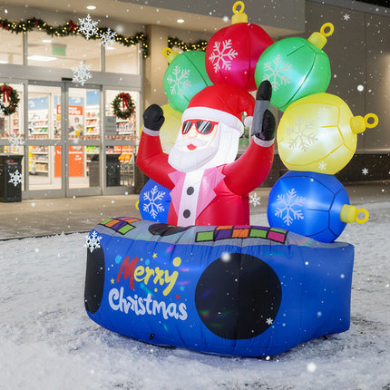 6 Feet Inflatable DJ Santa with Rotating Music Light and Flashing LEDs