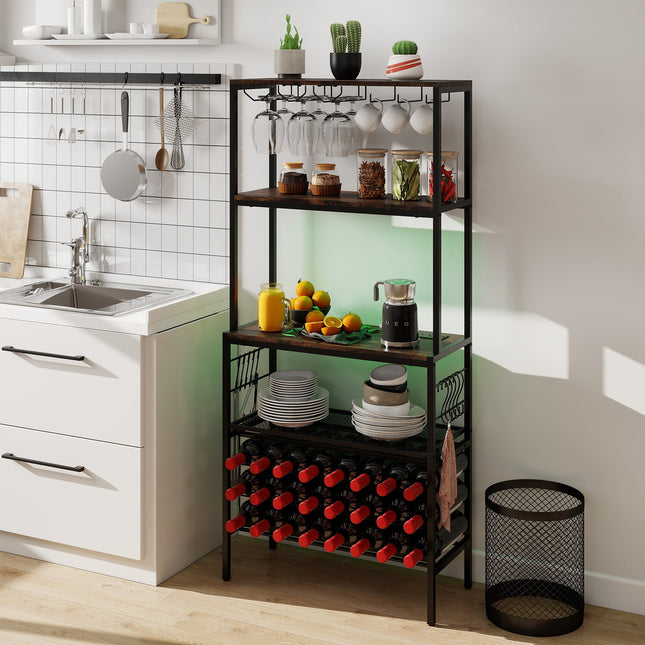 Wine Organizer with Power Outlet and Bottle Holders