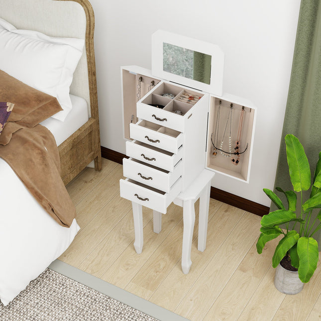 Standing Jewelry Box with 4 Drawers and 2 Side Doors