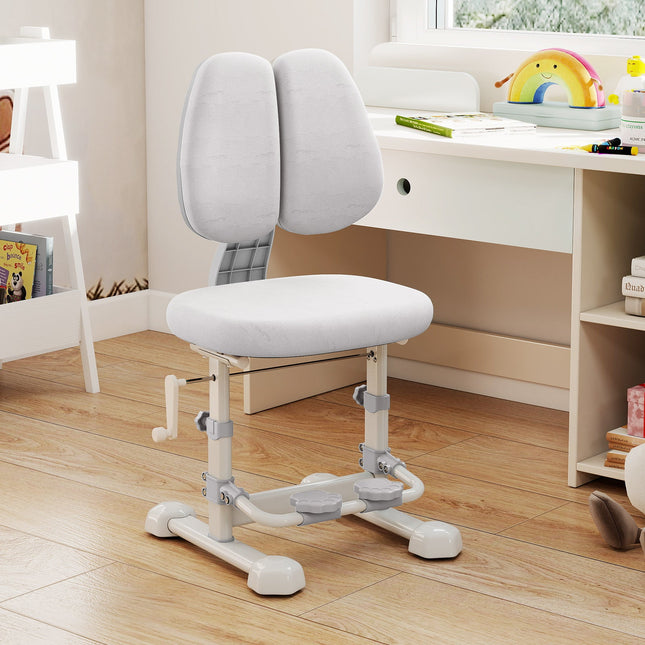 Kids Study Chair with Adjustable Double Backrest and Footrest