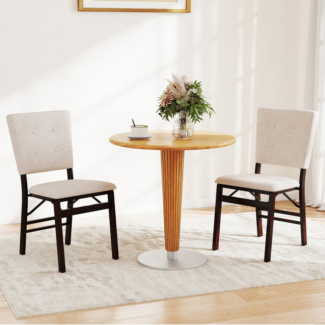 Foldable Dining Chair Set of 2 Armless Kitchen Chair with Padded Seat and Tilt Backrest