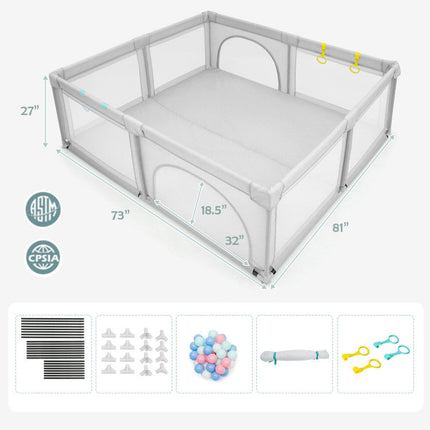 Wooden Baby Walker and Large Infant Playpen Bundle