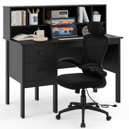 Black 48 inch Computer Desk and Ergonomic Mesh Office Chair Bundle for Home Office