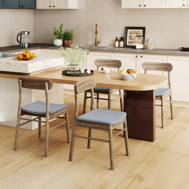 Fabric Upholstered Kitchen Armless Dining Chairs with Rubber Wood Frame Set of 2-Oak
