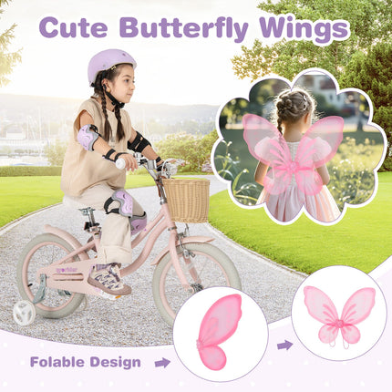 12 Inch Kids Bike with Helmet Protective Set Pink