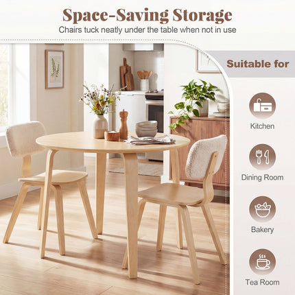 3 Piece Dining Table Set with 2 Padded Dining Chairs and Rubber Wood Table