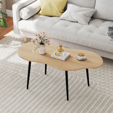 Cloud Shape Coffee Table 39.5 inch Irregular Center Table with Metal Frame