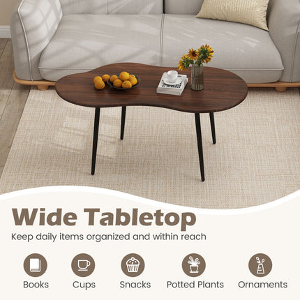 Cloud Shape Coffee Table 39.5 inch Irregular Center Table with Metal Frame