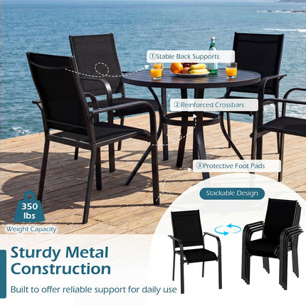 5 Pieces Patio Dining Set for 4 42.5 inch Outdoor Round Metal Table